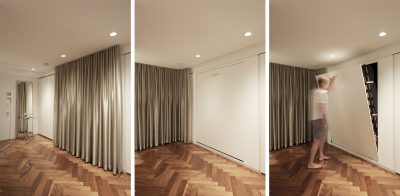Stadt Architecture, Knoll, curtain, Hafele, Murphy Bed, STADT, nyc architects, ny apartment renovation
