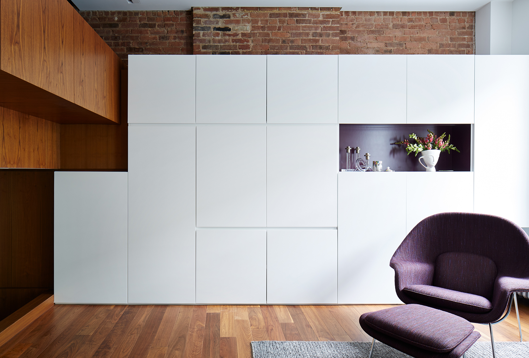 STADT Architecture, Loft, Plum, Womb Chair, Cabinetry, STADT, nyc architects, ny apartment renovation